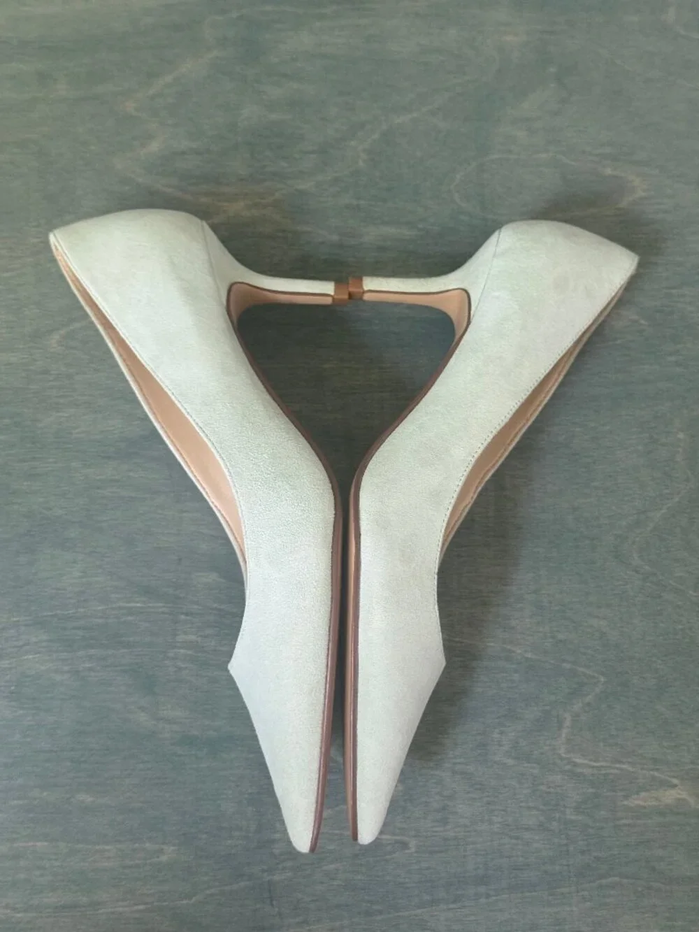Nine West Arlene Suede Pointy Toe Kitten Heel Pumps Mint Green- 7.5